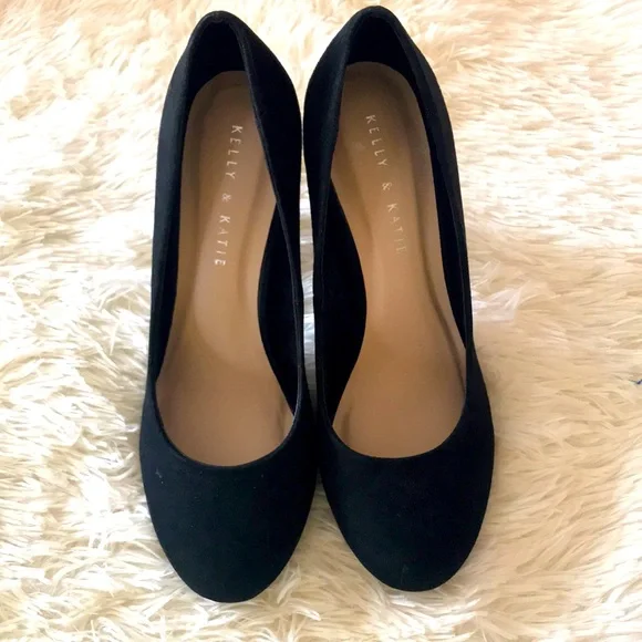 Kelly & Katie Black Suede heels sz 10 - Picture 2 of 7